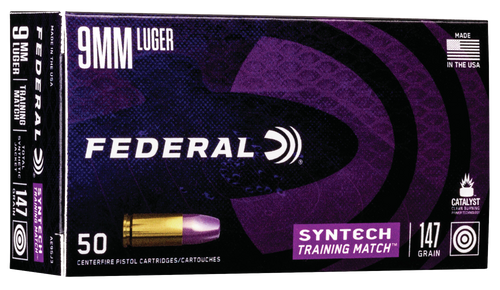 Federal Syntech Training Match 9mm Luger 147 Grain Total Synthetic Jacket 50gr Handgun Ammo