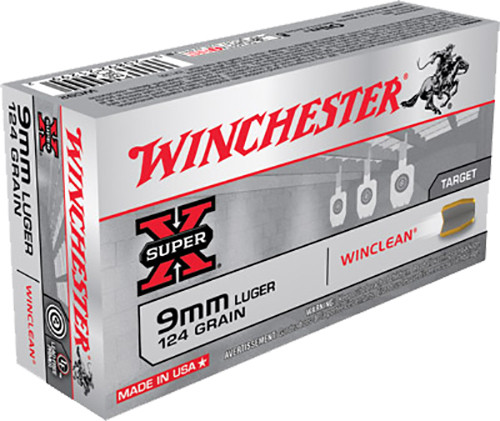 Winchester WinClean 9mm Luger 124 Grain Brass Enclosed Base 50Rnd Handgun Ammo