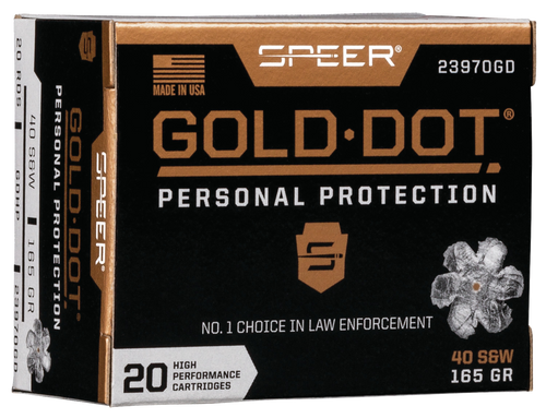 Speer Gold Dot Personal Protection .40 S&W 165gr Gold Dot Hollow Point 20Rnd Handgun Ammo Nexgen Outfitters