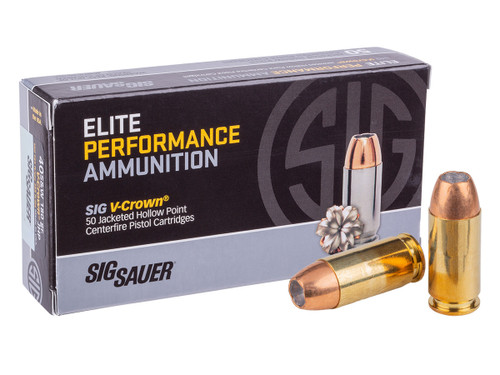 Sig Sauer Elite Performance 40 S&W 180gr. V-Crown Jacketed Hollow Point 50Rnd Handgun Ammo Nexgen Outfitters