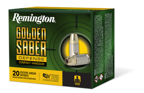 Remington Golden Saber Defense Compact 380 ACP 102 Grain Brass Jacketed Hollow Point 20Rnd Handgun Ammo