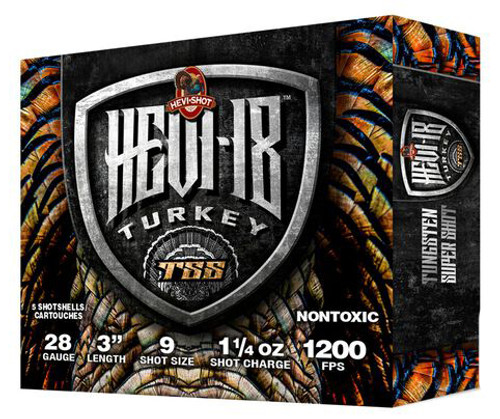 Hevi-Shot Hevi-18 TSS Turkey 28 Gauge 3" 1-1/4oz #9 Non-Toxic TSS 5Rnd Shotgun Ammo