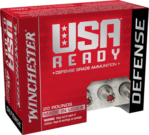 Winchester USA Ready Defense 45 ACP 200gr Hex-Vent Jacketed Hollow Point 20Rnd Handgun Ammo