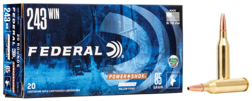 Federal Power-Shok 243 Winchester 85gr Solid Hollow Point Lead Free 20Rnd Rifle Ammo Nexgen Outfitters