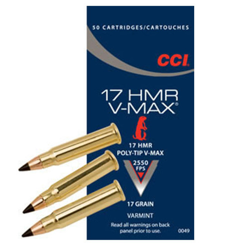 CCI 17 HMR 17gr Polymer Tip 50Rnd Rimfire Ammo