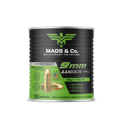 Mags & Co. 9mm Luger 124gr FMJ (Whole Corn) 250Rnd Handgun Ammo