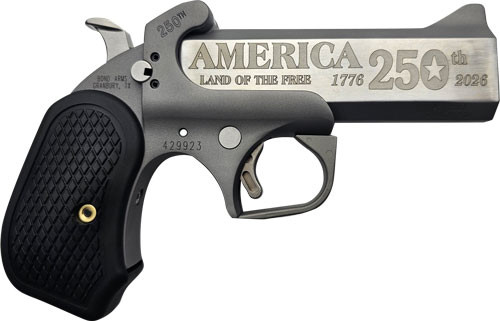 Bond Arms America 250th Anniversary 45 Long Colt/410 Gauge 2 Shot 4.25" Engraved SS Pistol