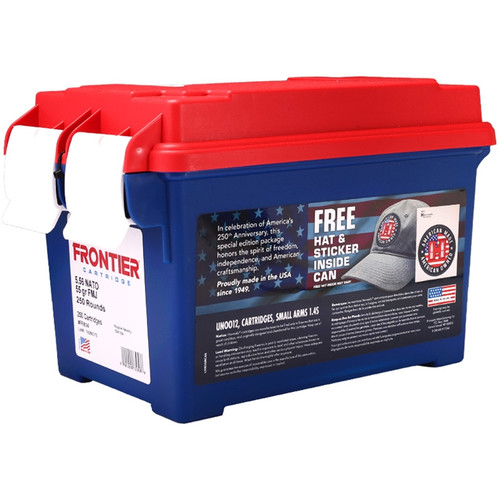 Frontier Cartridge USA 250th 5.56x45mm NATO 55gr FMJ Bulk Ammo Can