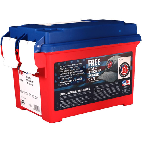Hornady USA 250th American Gunner 308 Winchester 155gr Jacketed Hollow Point 250Rnd Ammo Can