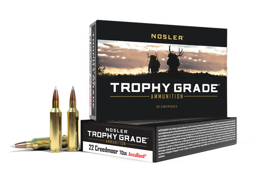 Nosler Trophy Grade 22 Creedmoor 70gr Nosler AccuBond Polymer Tip 20Rnd Rifle Ammo