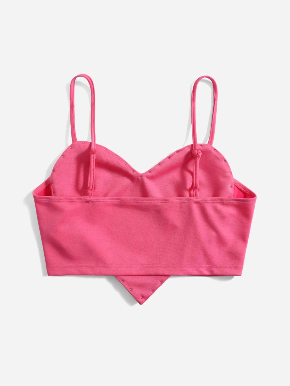 Heart Shaped Crop Top Pearl Detail Pink
