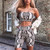 Snake Print Bandeau and Biker Set