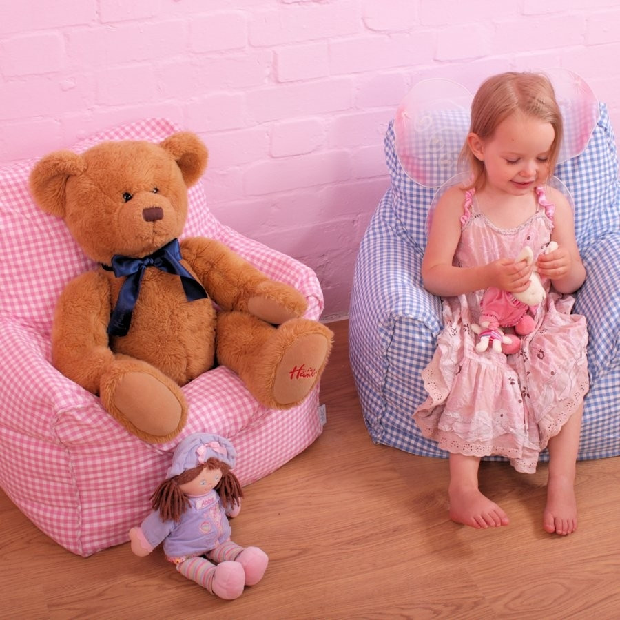 Bean Bag Chair (Filled) Pink Gingham Kids Rooms