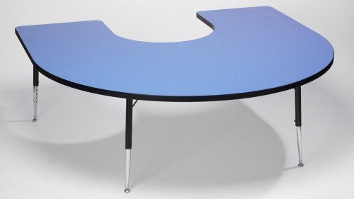 An image of Tuf top Height Adjustable Horseshoe Top Table Blue