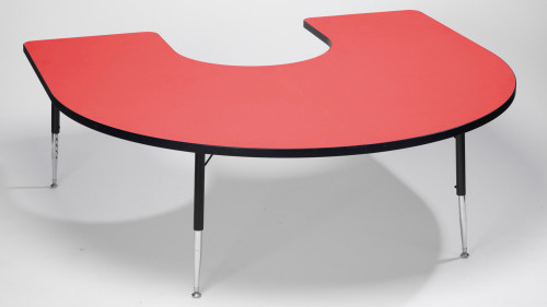 An image of Tuf Top Height Adjustable Horseshoe Top Table Red
