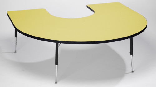 An image of Tuf Top Height Adjustable Horseshoe Top Table Yellow