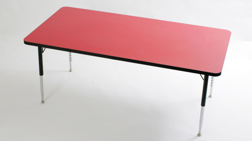 An image of Tuf Top Height Adjustable Rectangular Top Table Red