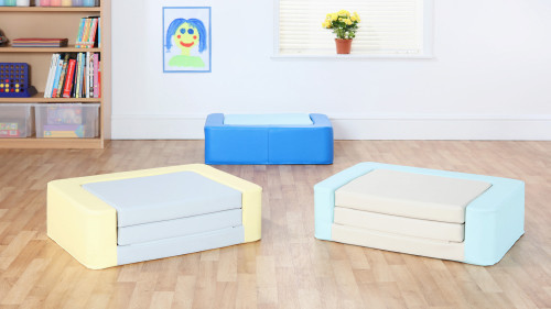 An image of Snoozeland™ Sit & Rest - Aqua Blue/Wheat Cream