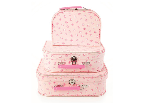 An image of Pink Flowers Stacking Storage Cases ( Set of 3 )