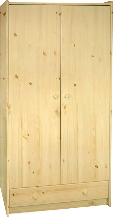 An image of Kids Rooms' Pine Tall Wardrobe 2 Doors And 1 Drawer