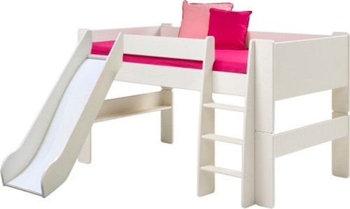 An image of Kids Rooms' White Mid Sleeper with Slide