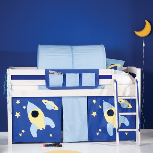 An image of Tano Whitewash Mid Sleeper Bed With Play Tent