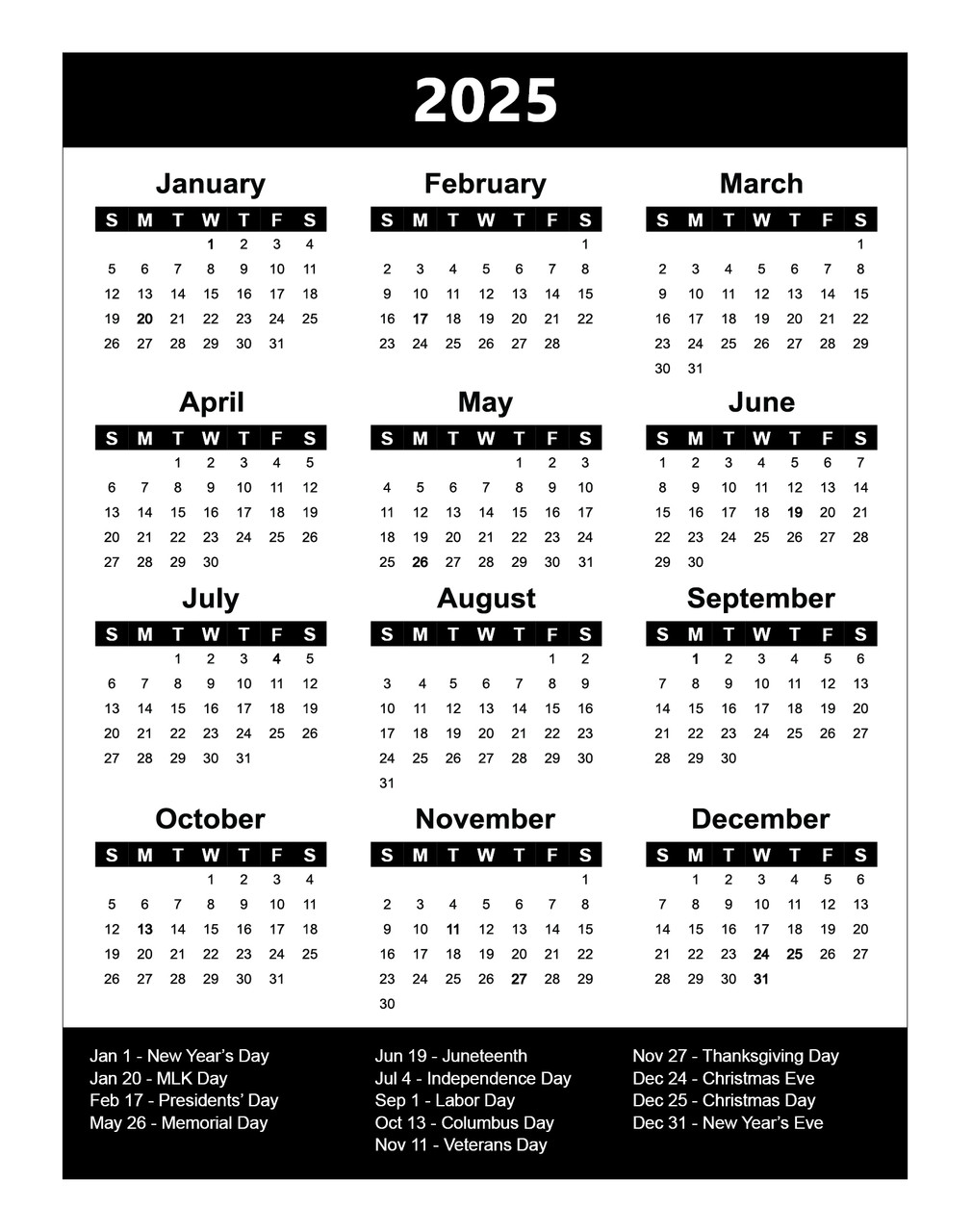 2025 Yearly Calendar Magnet