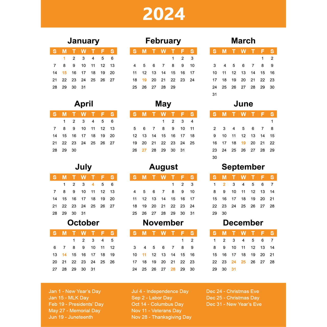 2024 Magnetic Full Yearly Calendar