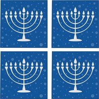 Hanukkah Menorah 3.5" Square Glass Coasters by DCM Solutions