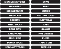 Black Toolbox Organizational Sticker Rounded Labels Basic Set