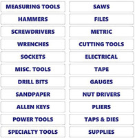 Blue Inverted Toolbox Organizational Sticker Rounded Labels Basic Set