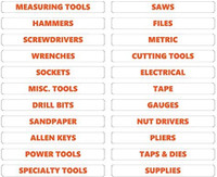 Burnt Orange Inverted Toolbox Organizational Sticker Rounded Labels Basic Set