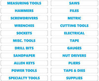 Cyan Inverted Toolbox Organizational Sticker Rounded Labels Basic Set