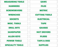 Green Inverted Toolbox Organizational Sticker Rounded Labels Basic Set