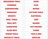 Red Inverted Toolbox Organizational Sticker Rounded Labels Basic Set