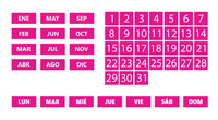 Pink Whiteboard Calendar Magnet Spanish Bundle (Dates, Days of The Week, Months) By DCM Solutions