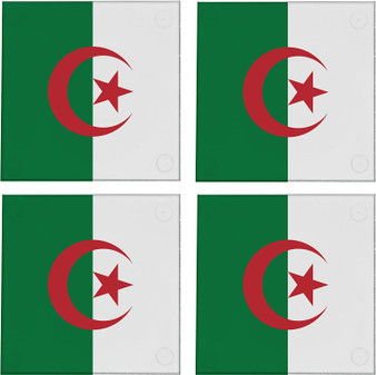 Algeria Flag 3.5" Square Glass Coasters by DCM Solutions