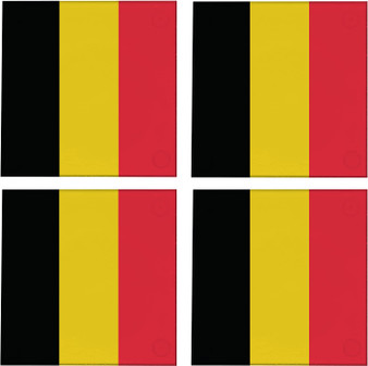 Belgium Flag 3.5" Square Glass Coasters by DCM Solutions
