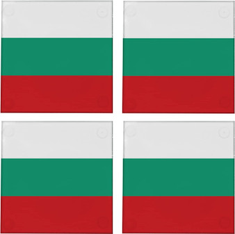 Bulgaria of Britain Flag 3.5" Square Glass Coasters by DCM Solutions