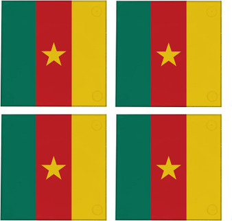 Cameroon of Britain Flag 3.5" Square Glass Coasters by DCM Solutions
