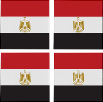 Egypt Flag 3.5" Square Glass Coasters by DCM Solutions