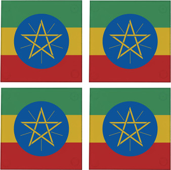 Ethiopia Flag 3.5" Square Glass Coasters by DCM Solutions