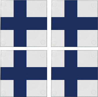Finland Flag 3.5" Square Glass Coasters by DCM Solutions