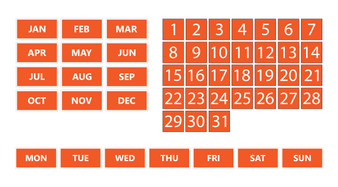 Burnt Orange Whiteboard Calendar Date Magnets For Office and Home Use