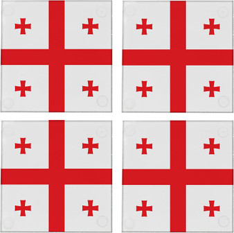 Georgia Flag 3.5" Square Glass Coasters by DCM Solutions