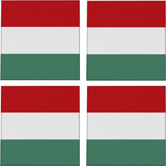 Hungary Flag 3.5" Square Glass Coasters by DCM Solutions