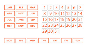 Burnt Orange Inverted Whiteboard Calendar Date Magnets For Office and Home Use