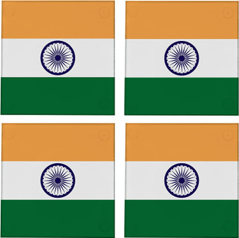 India Flag 3.5" Square Glass Coasters by DCM Solutions