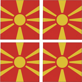 Macedonia Flag 3.5" Square Glass Coasters by DCM Solutions