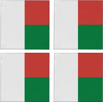 Madagascar Flag 3.5" Square Glass Coasters by DCM Solutions